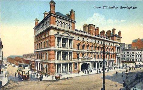 Hand coloured Postcard showing the newly constructed Snow Hill Station and Hotel circa 1900