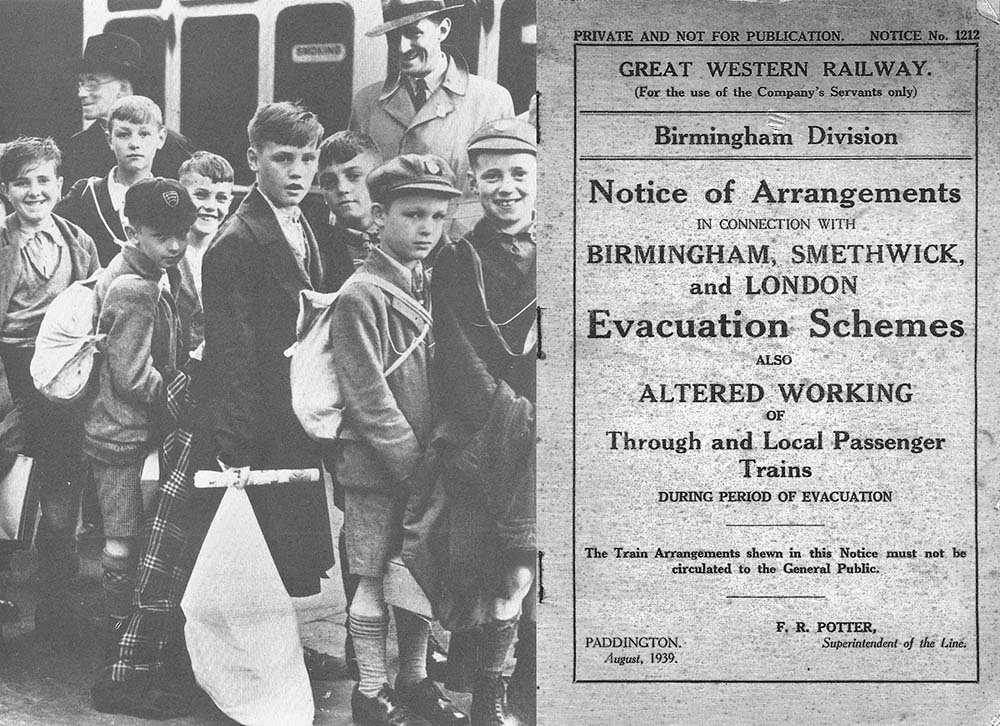 Birmingham school children evacuated from Snow Hill station on 1st and 2nd September 1939