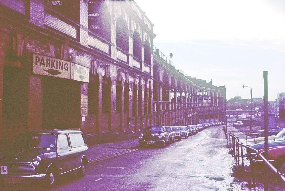 Looking down Livery Street towards Great Charles Street with the now abandoned station on the left