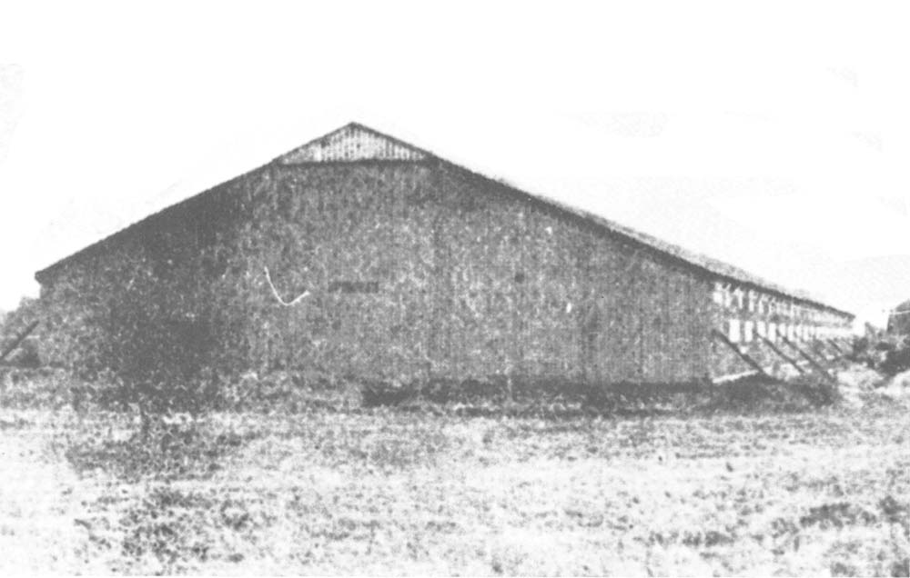 View of Snow Hill station's original timber station building after erection at Didcot as a carriage shed