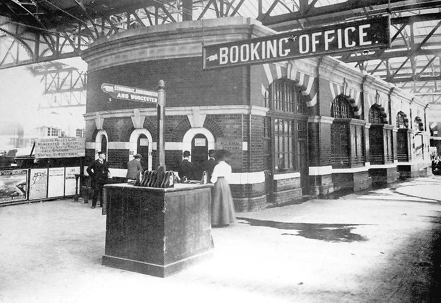 View of one of Snow Hill station's platform Booking Office and a GWR Platform Indicator Finger Board