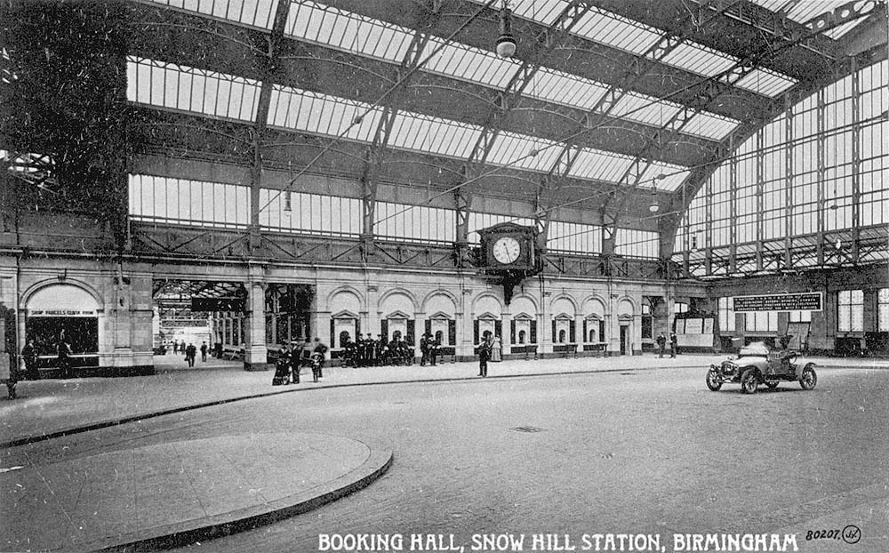 Another 1914 view of Snow Hill Station's Main Booking Hall and Concourse with a solitary car on the right
