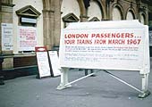 Posters instructing passengers to go to New Street station and to use the Great Charles Street entrance
