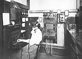 An early Telephone Exchange room thought to be at either Snow Hill station or Paddington Goods Depot