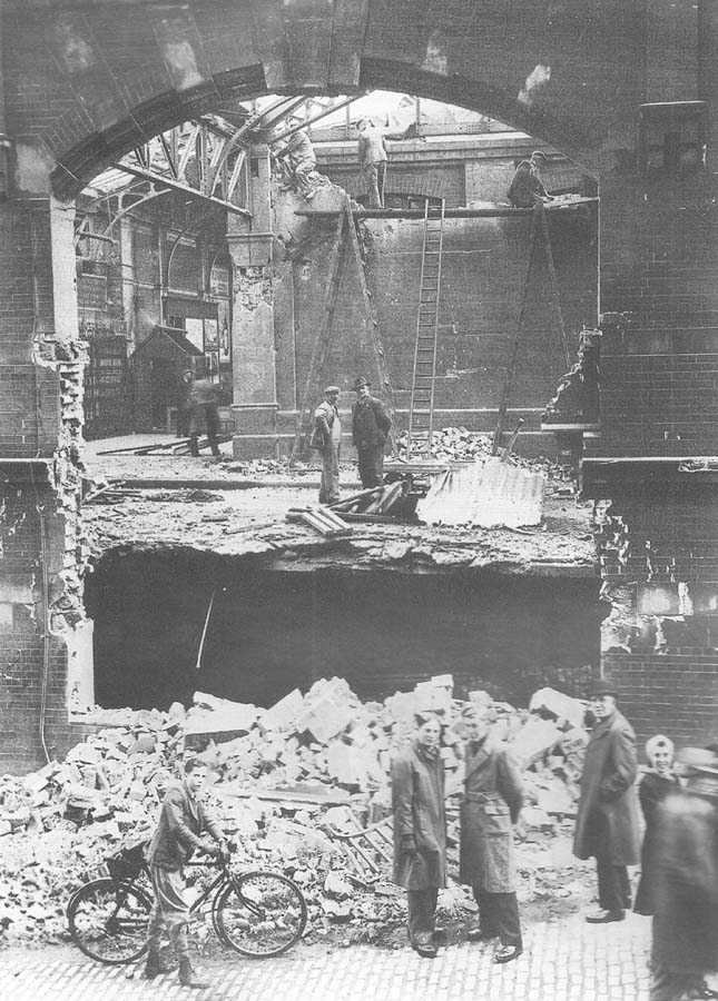 Official photograph of the bomb damage on the carriage drive off Livery Street at Snow Hill Station on Thursday 10th April 1941