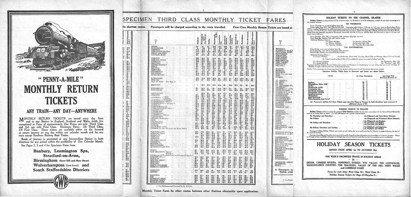 GWR Official Publications GWR leaflet dated January 1937 advertising