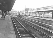 Ex-GWR 2-6-2T No 6109 is seen approaching Snow Hill's up through road at the head of a freight from Hockley during the early 1960s