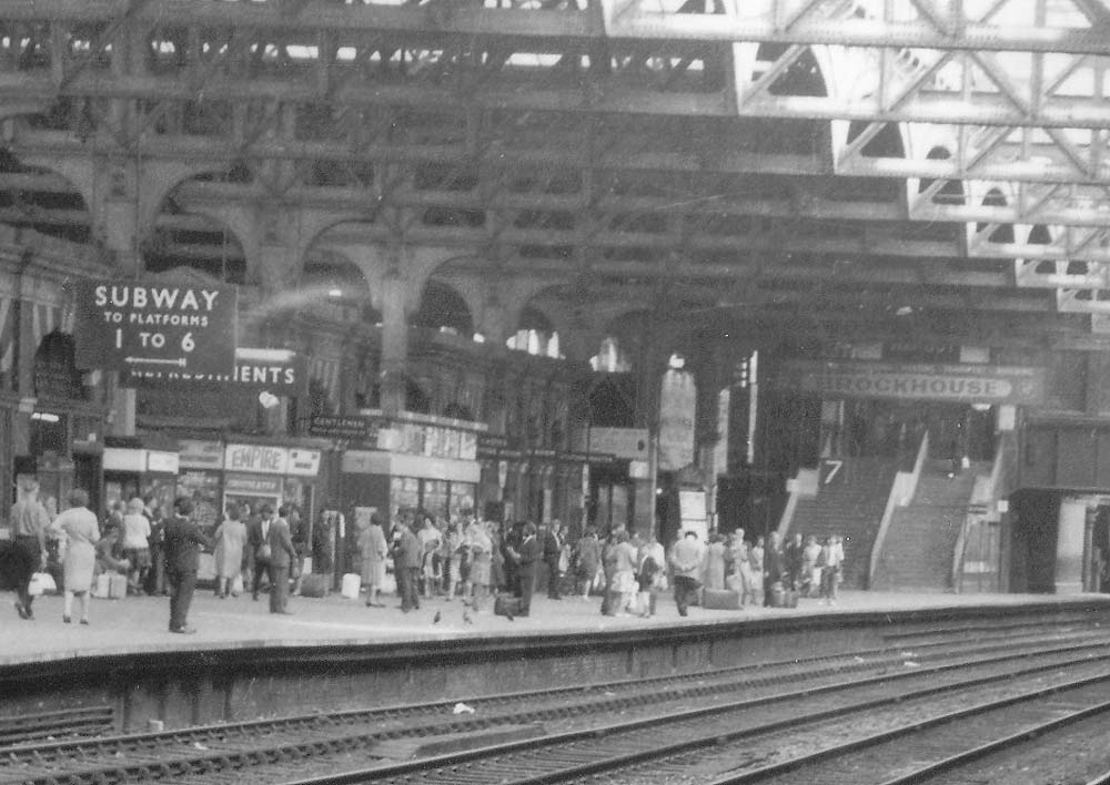Close up of the set of steps that led down from the broad covered walkways which were accessed from either side of the Concourse