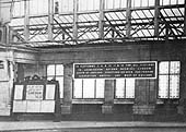 Close up showing the notice board advertising the platforms and common destinations