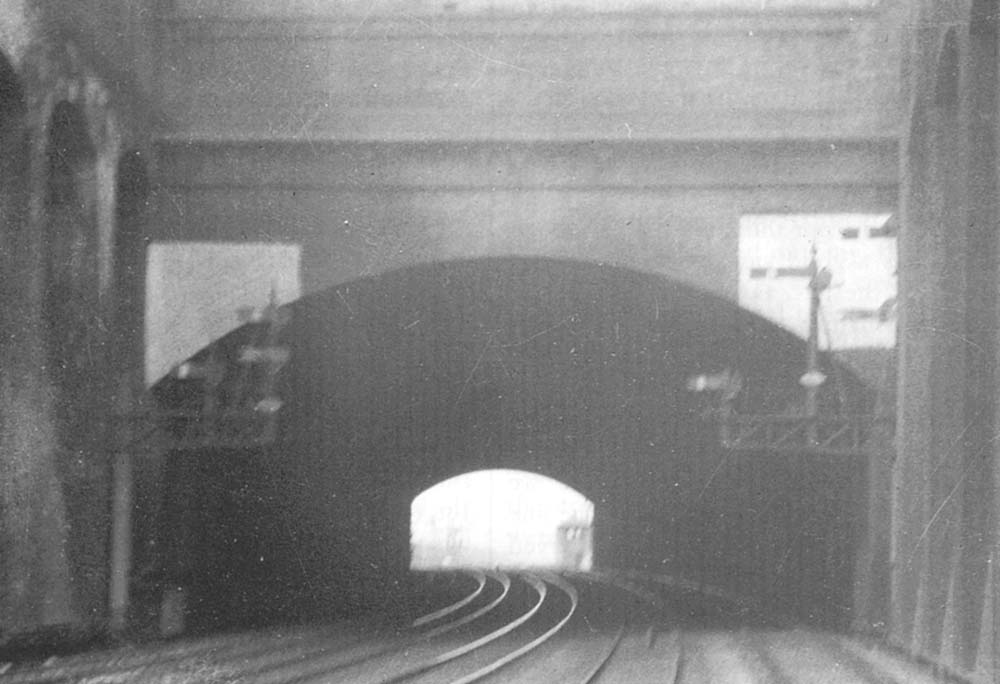 Looking in the direction of Wolverhampton with a view of the signal gantries either side of the entrance to Hockley No 2 tunnel