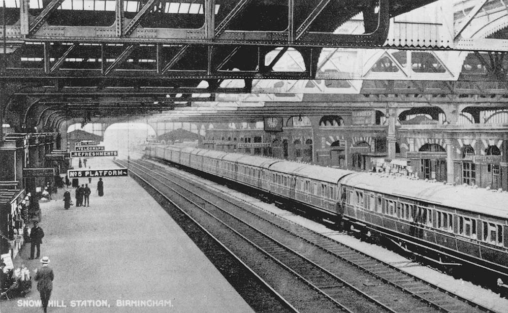Looking from the top of the steps towards Platform 5 in the foreground and towards Platform 6 in the distance circa 1912