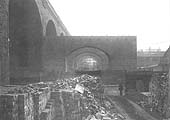 In September 1912 the construction of the massive brick arches alongside the existing viaduct was progressing