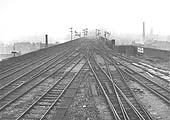 Looking towards Bordesley along the widened Duddeston Viaduct from the Moor Street Signal Box in December 1913