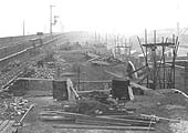 Close-up showing the work involved in extending the viaduct from two to four sets of tracks