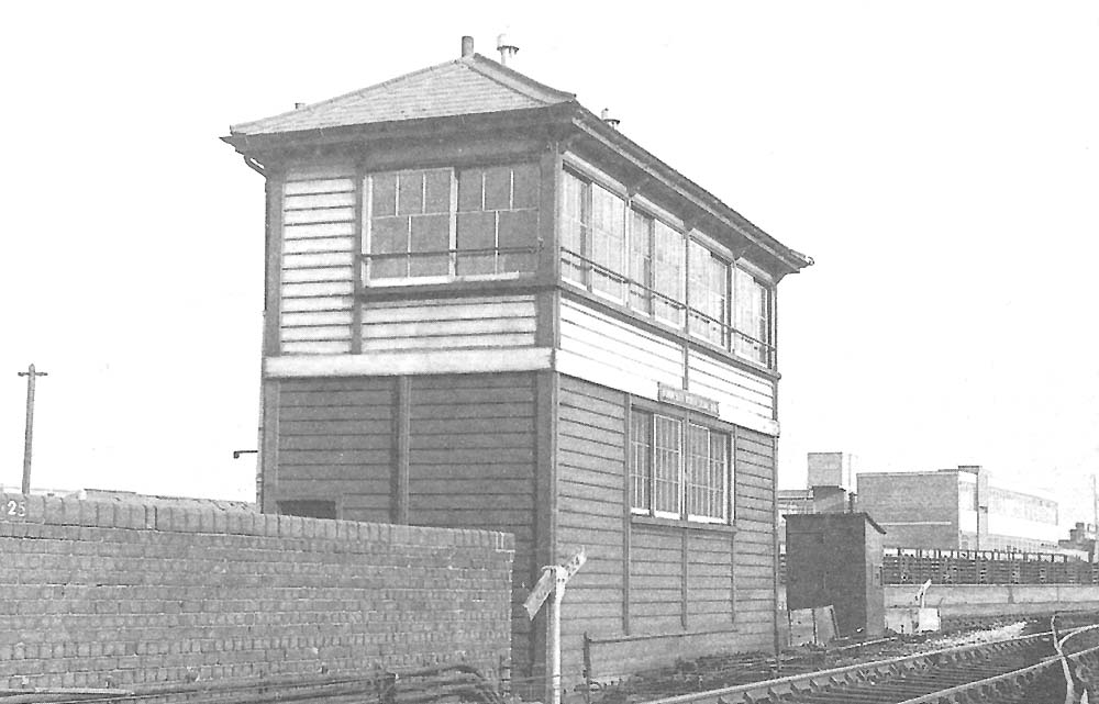 Bordesley North Signal Box viewed from the Birmingham city-centre side on 20th March 1966