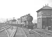 Ex-GWR class 43xx 2-6-0 with a down block oil train on the Down Main at the southern end of Bordesley Station