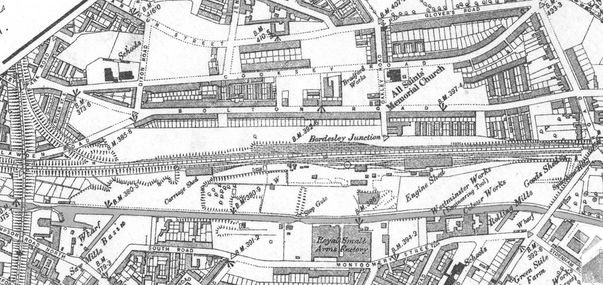 A 1889 Map of Bordesley showing Bordesley Junction, Exchange Sidings and the Broad Gauge Engine Shed