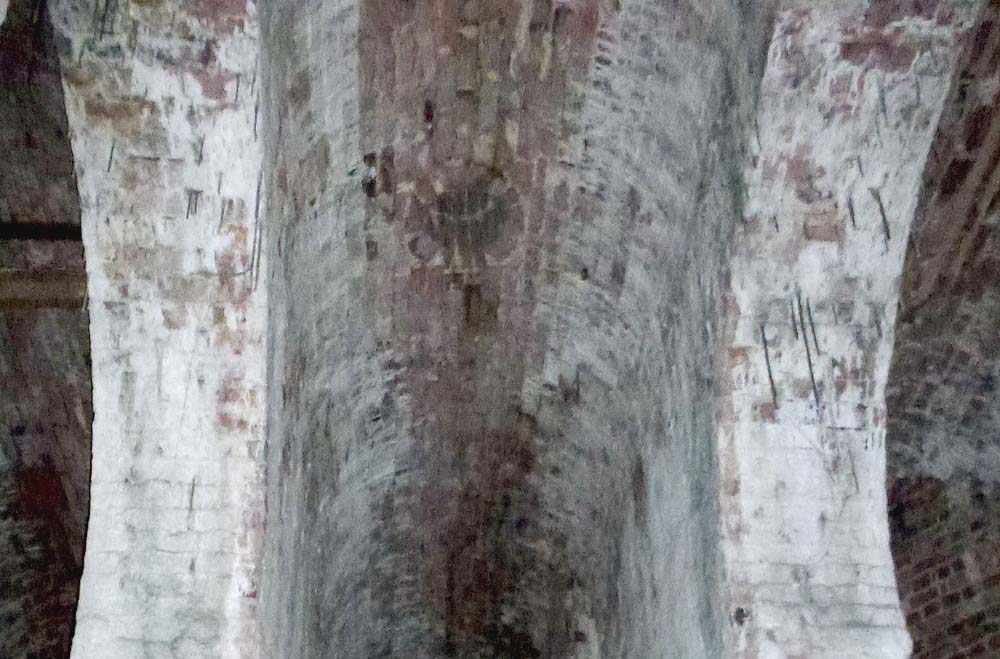 A close up view of the small 'manhole' which was located between two jack arches along the Duddeston viaduct
