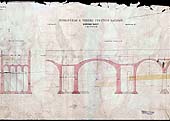 GWR drawing showing the longitudinal and transverse section of Duddeston Viaduct at Alcock Street