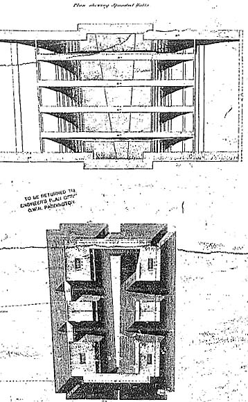 Three original drawing extracts showing Bordesley Viaduct's vaults in both section and plan