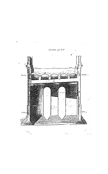 Three original drawing extracts showing Bordesley Viaduct's vaults in both section and plan
