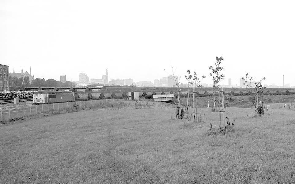 British Railways Class 56062 passes through the exchange branch with a down freight on 20th August 1980