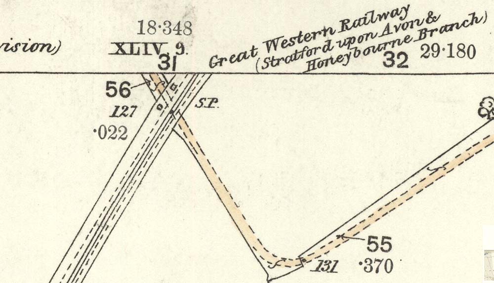 An 1884 Ordnance Survey map showing the single line railway and the gate keepers house at Chambers Crossing