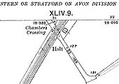A 1913 Ordnance Survey map showing the keepers house and the two platforms erected in 1908 at Chambers Crossing Halt