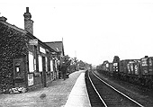 A view along the platform at Claverdon Station towards Hatton on 5th September 1931, showing the 1860 station building