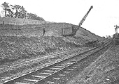 View of one of the crawler cranes in action widening the line between Hatton and Bearley in early 1939