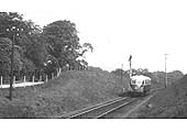 GWR Diesel Railcar No 4 is seen on an up service to Leamington just south of Claverdon station in 1939