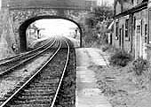 Looking towards Bearley, the new station and double track viewed through the road bridge arch