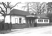 A 1950 view of the 1930s road level station building containing on the left the booking office and hall
