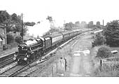 The Royal train hauled by ex-LMS 4-6-0 Black 5 No 44919 with HM The Queen Mother on board