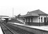 View showing the new down platform waiting room with ramp leading up to the new reinforced concrete footbridge