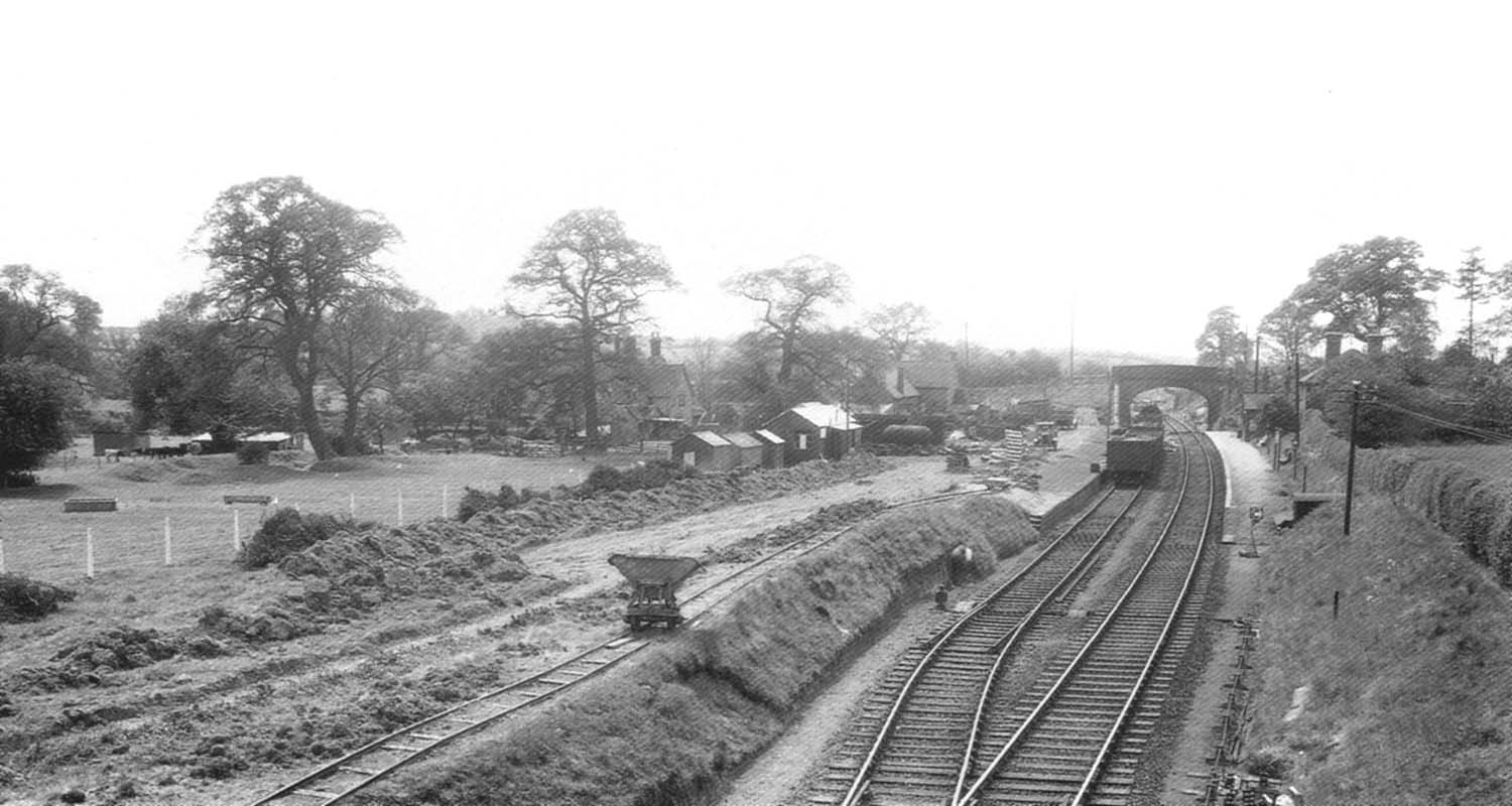A view from the top of the occupation bridge abutment at the Hatton end of the station