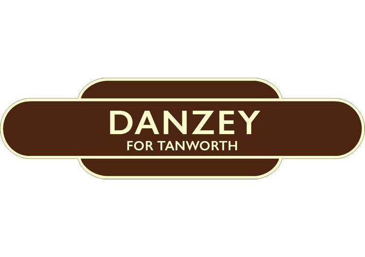 A British Railways Western Region Totem Sign, coloured brown with cream lettering, displaying the station's name