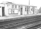 View of the station's main passenger facilities from the down line platform showing the general and ladies waiting rooms and booking office