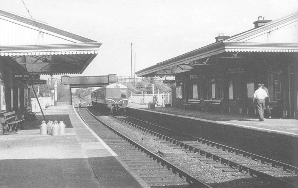 A Western Region Diesel Multiple Unit arrives at Earlswood Lakes station on a Moor Street to Stratford upon Avon service in 1959