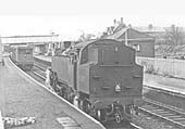 BR 2-6-4T 4MT No 80072 is seen coming to a stop as it finishes banking the freight train from Stratford upon Avon