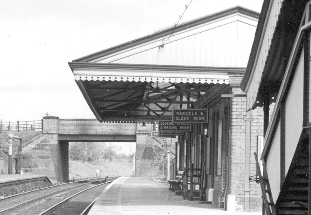 Close up showing the frontage of the down platform building which housed Earlswood Lake station's principal passenger facilities