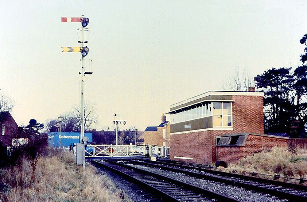 Another view of the now closed Evesham Road Crossing signal box and the crossing it still replaced for the occasional engineering train