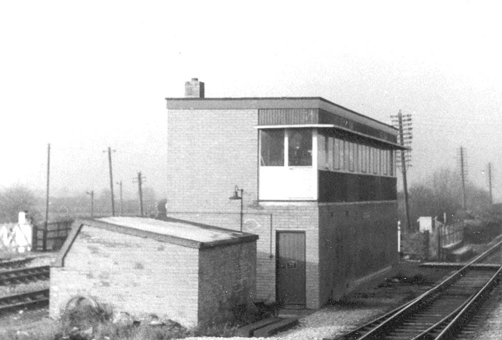 View of the British Railways' brick built Fenny Compton signal box as seen in November 1972