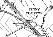 A 1936 OS map showing the layout and relationship of the GWR and SMJ Fenny Compton stations to each other