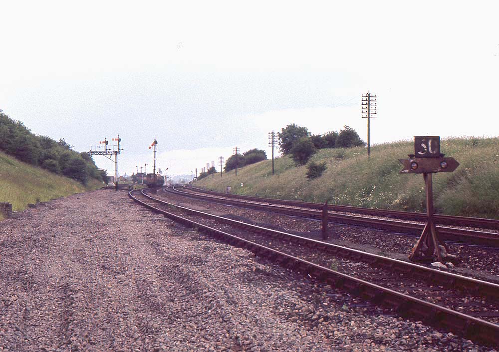 Looking West towards Fenny Compton with the trackbed of the former SMJ on the left