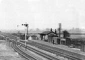 Close up showing Fenny Compton station's up platform in the last decade of its working life