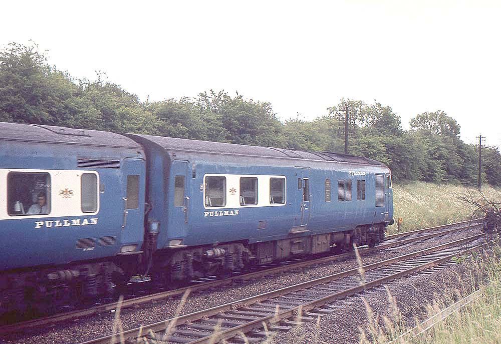 View of British Railways' Blue Pullman service on a Snow Hill to Paddington express on 23rd June 1966