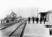 Looking towards Leamington from the up platform with the original signal box next to the down platform circa 1900