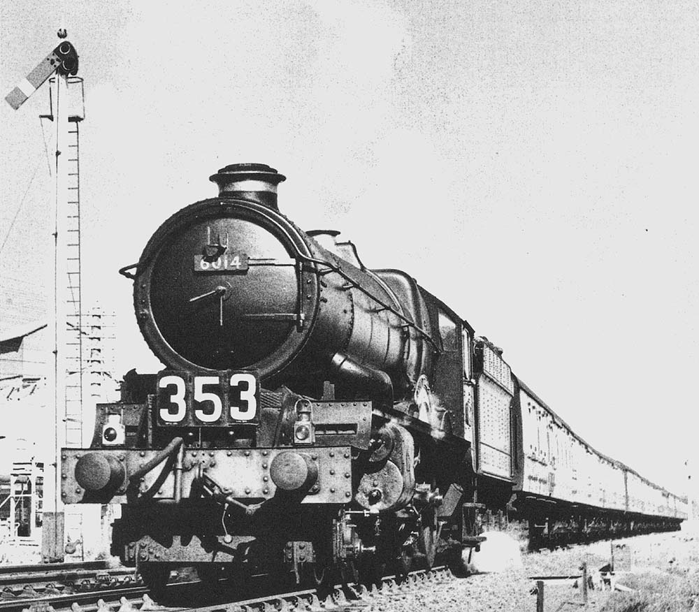 Ex-Great Western Railway 60xx (King) class 4-6-0 No 6014 'King Henry VII' passes Harbury Cement Works on the up main line on Saturday 6th April 1957