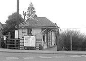 A view of the gable end of Grimes Hill & Wythall Platform's road side booking office circa late 1950s or early 1960s